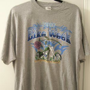 2007 Daytona Beach Bike Week heather grey green bike purple rose tshirt XL
